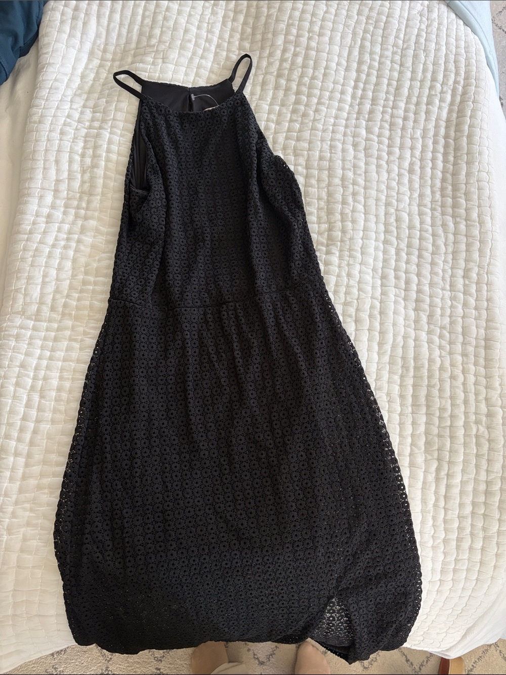 Black Eyelet Halter Maxi Dress - Women's